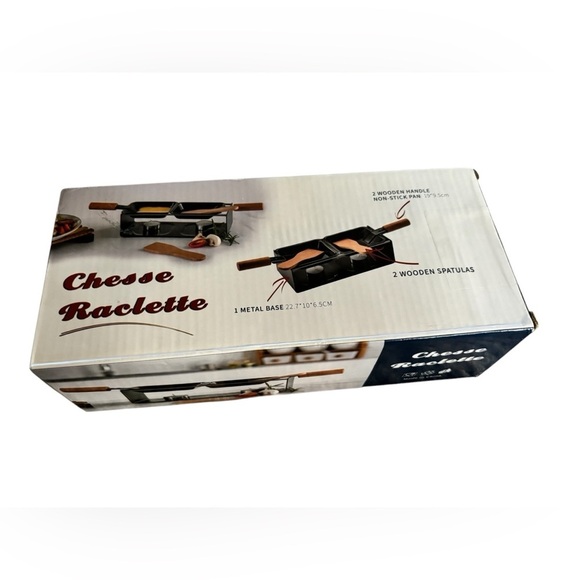 Mini Cheese Raclette Barbecue Set 2 Grill Pans Cooking Indoors Swedish Tradition - Picture 1 of 3